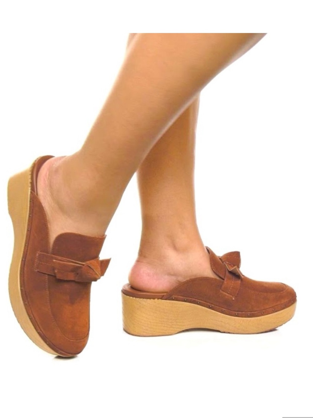 Cole Haan All Day Bow Clogs in Chestnut Brown